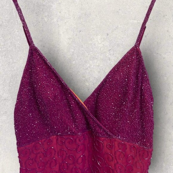 Vintage cache silk beaded maxi gown - Picture 2 of 12